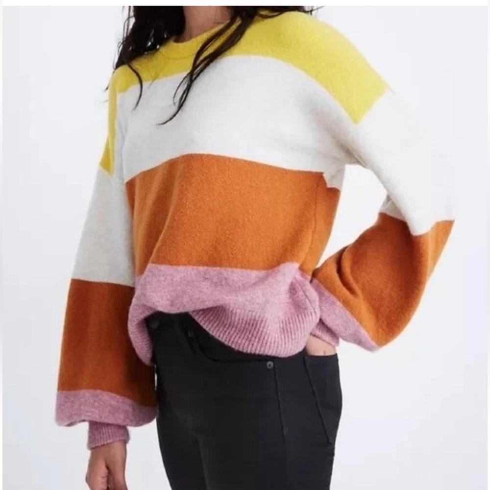 Madewell Sweater Striped Gladwell BalloonSleeve Wool Alpaca Pullover sizeS